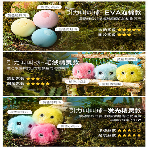 Cross-border new pet barking ball, self-pleasure cat toy ball, cat stick, catnip gravity barking ball that makes sounds