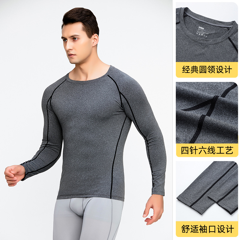 Ropa deportiva para hombre, ropa de compresión ajustada para entrenamiento al aire libre, ropa transpirable de secado rápido para correr y fitness, de manga larga y efecto adelgazante.