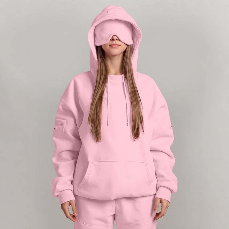 2026 European and American Autumn and Winter Hot-Selling Solid Color Hooded Sweatshirt with Unique Design and Built-In Eye Mask, Casual Long-Sleeve Pullover Sweatshirt 2026 European and American Autumn and Winter Hot-Selling Solid Color Hooded Sweatshirt with Unique Design and Built-In Eye Mask, Casual Long-Sleeve Pullover Sweatshirt