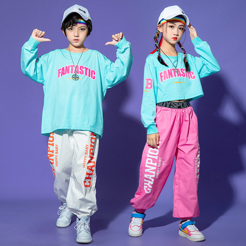 Girls boys hip hop jazz street dance costumes for Children  dance tide boys hip-hop suit students cheerleading performing under the jazz dance costumes of the girls