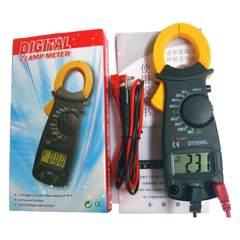 Цифровой клещевой мультиметр DT3266L высокой точности, для измерения переменного и постоянного тока, с полной защитой от перегорания.