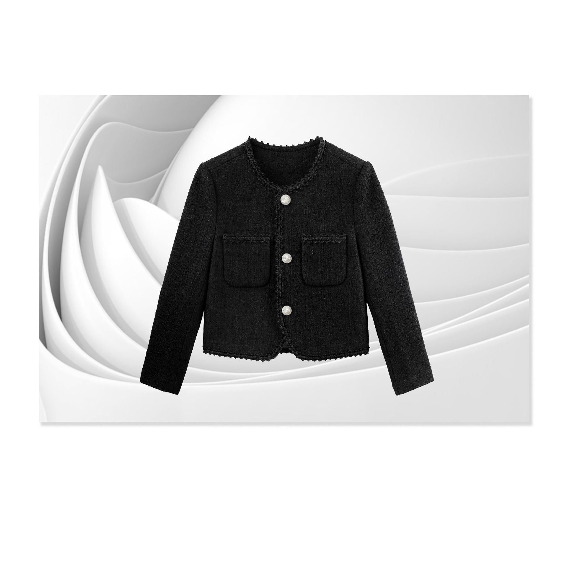 [JH-25] Little Chanel Style Coat Female French Socialite Tweed High-end All-match Spring and Autumn Coat