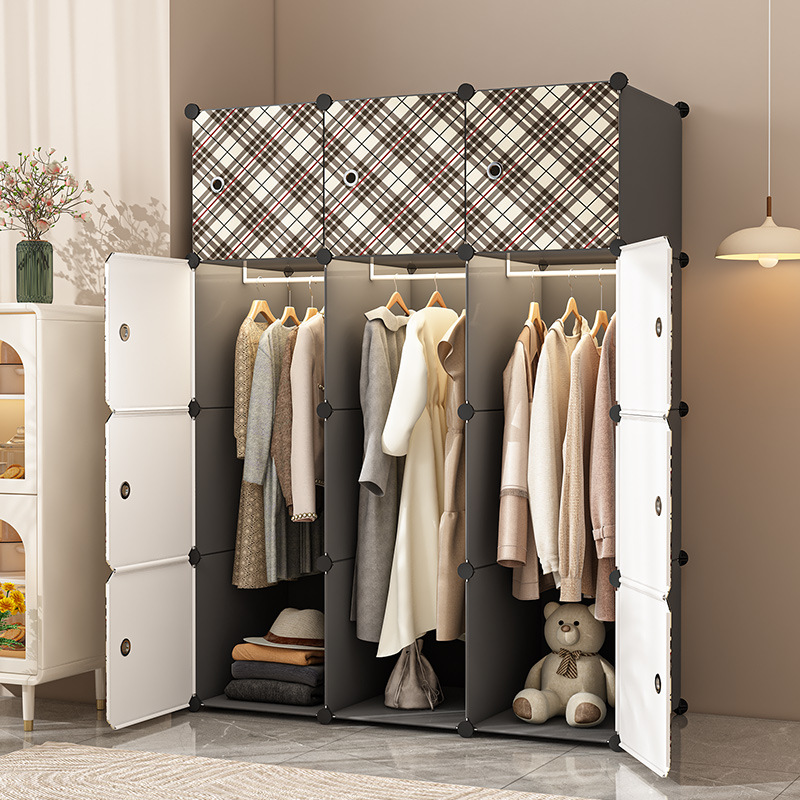 Simple Wardrobe Home Bedroom Drying Rack Rental Room Assembly Wardrobe Durable Adult Wardrobe Storage Cabinet
