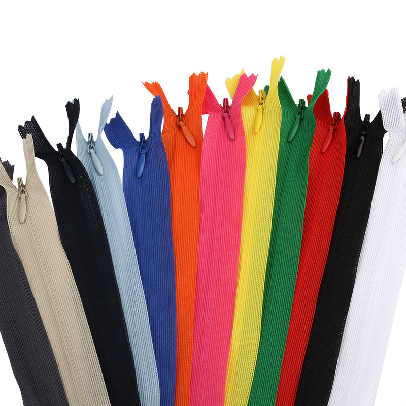 Factory supply 60cm needle invisible zipper real spot red white yellow green blue open zipper 60cm length