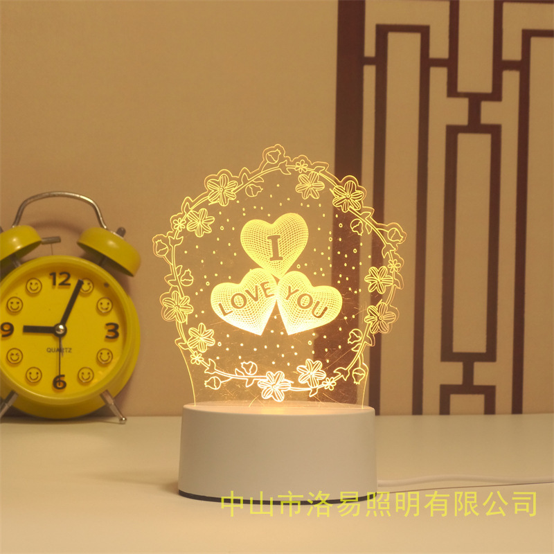 3D lámpara de noche acrílica atmósfera regalos de cabecera atmósfera lámpara de evento regalos al por mayor DIY lámpara de escritorio ideas de Navidad
