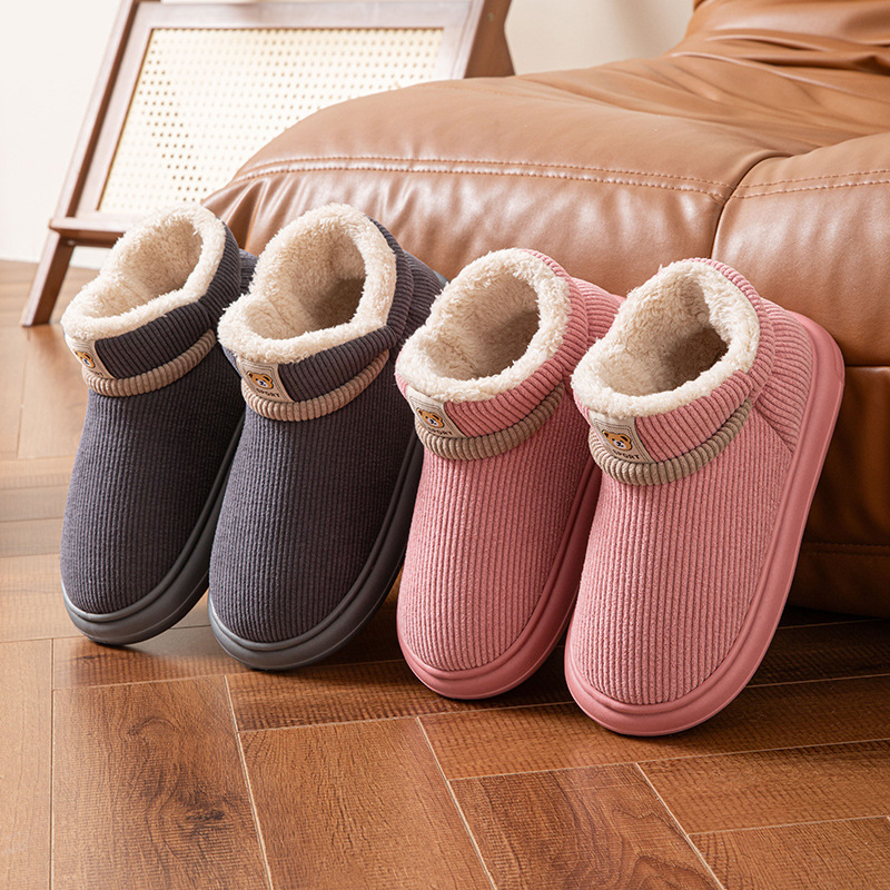 Pantuflas de Algodón de Caña Alta para Pareja de Pana y EVA Térmico para Casa para Invierno image 5
