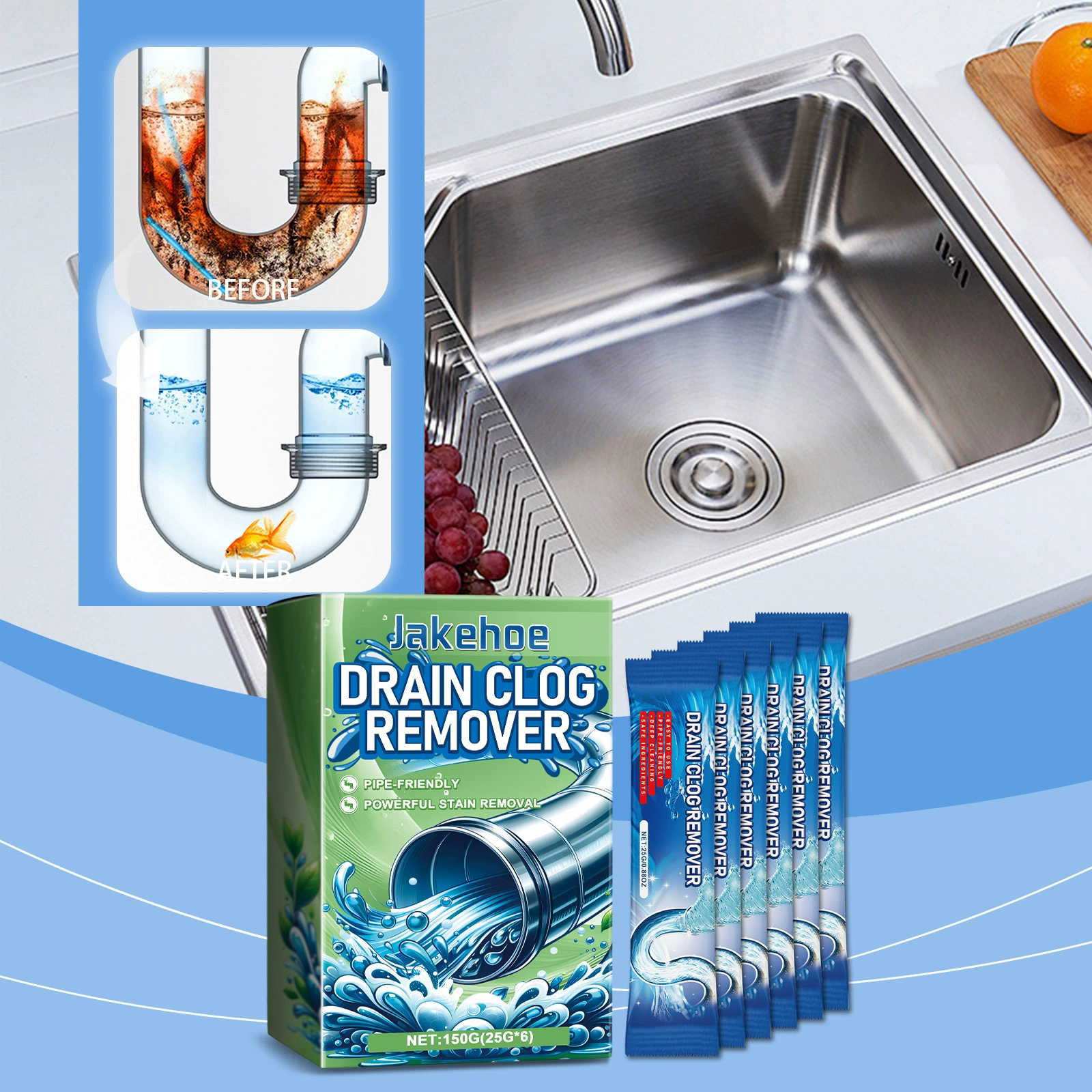 Jakehoe DRAIN CLOG REMOVER Cleaning and decontamination