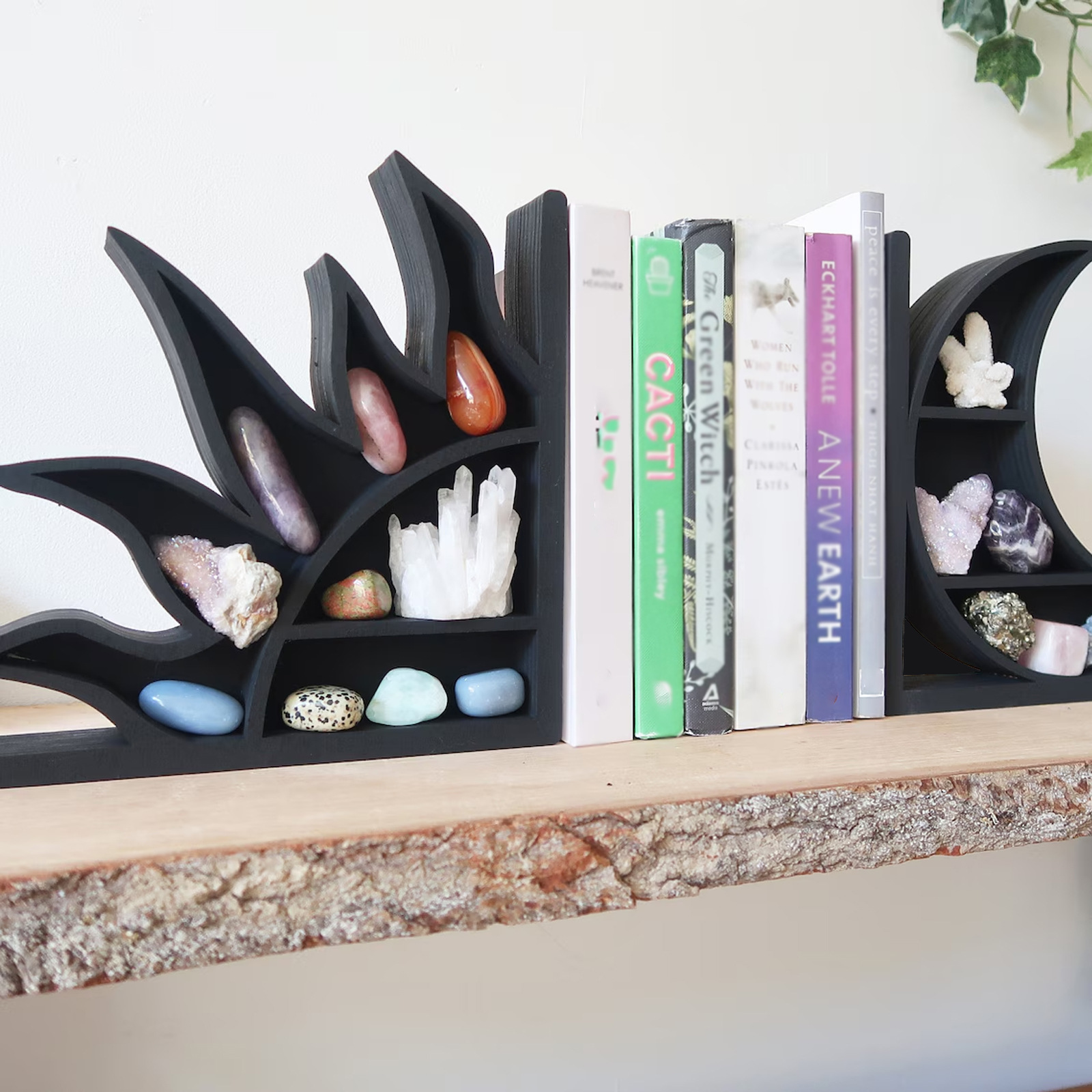 Black Sun and Moon Book Stand Crystal Display