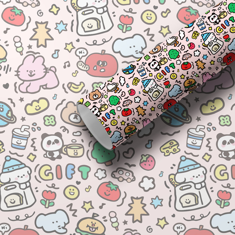 Lindo papel de regalo de graffiti Navidad hoja grande ins dibujos animados regalo de cumpleaños embalaje caja de regalo bolsa de regalo papel de libro