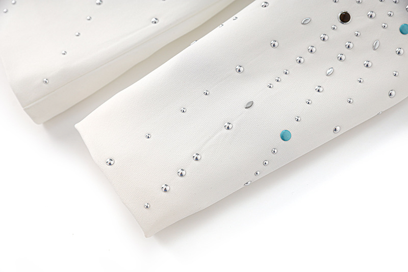 Abbigliamento da donna, giacca da abito piccola a maniche lunghe, a tinta unita, con un bottone, colore bianco diamante caldo, vestibilità attillata, temperamento autunnale precoce_voghion.com