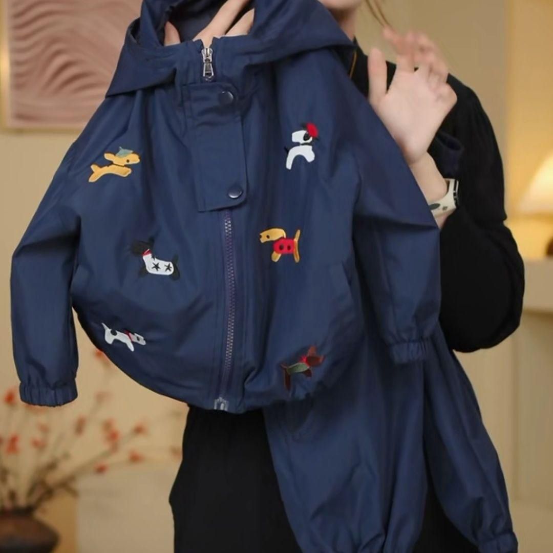 Boys' Jacket Set 2025 Spring and Autumn New Children's Outdoor Boys' Hooded Jacket Pants Casual Two-Piece Set