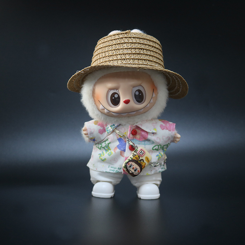 17cm Labubu Plush Doll Cotton Doll Pendant Summer Shirt Set Doll Clothes Replacement 17cm Labubu Plush Doll Cotton Doll Pendant Summer Shirt Set Doll Clothes Replacement