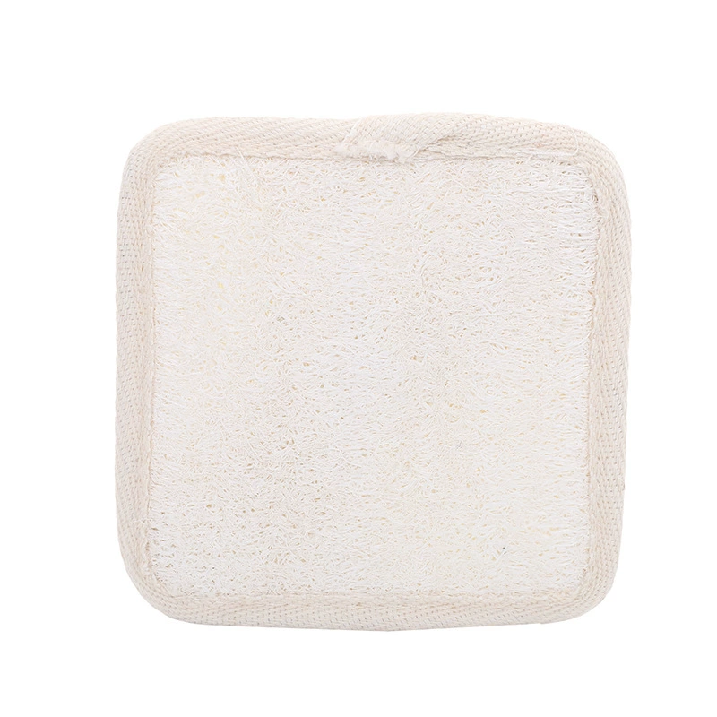 Loofah Bath Sponge (Natural), Cotton‑Linen & Loofah, Multiple Sizes 8×8–12×12 cm