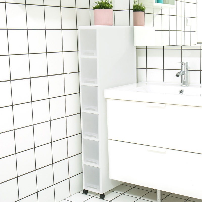 PK7J Kitchen Bathroom Narrow Gap Storage Cabinet Drawer Style 18cm Ultra-Narrow Space Shelf Narrow Cabinet Long Strip