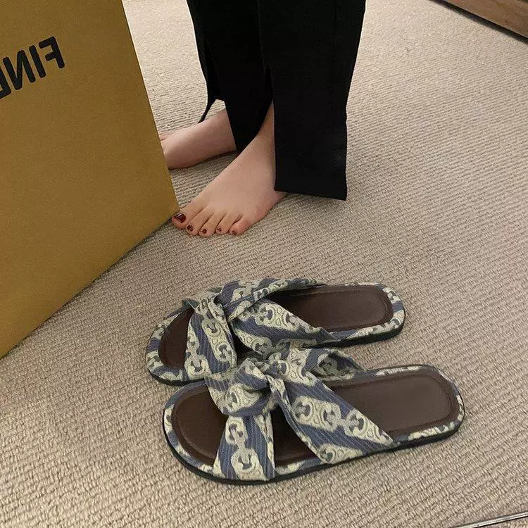 Wish Внешняя торговля тканевые сандалии на плоской подошве с перекрестными ремешками и принтом, женская верхняя одежда, легкие пляжные сандалии в стиле ретро, независимая станция