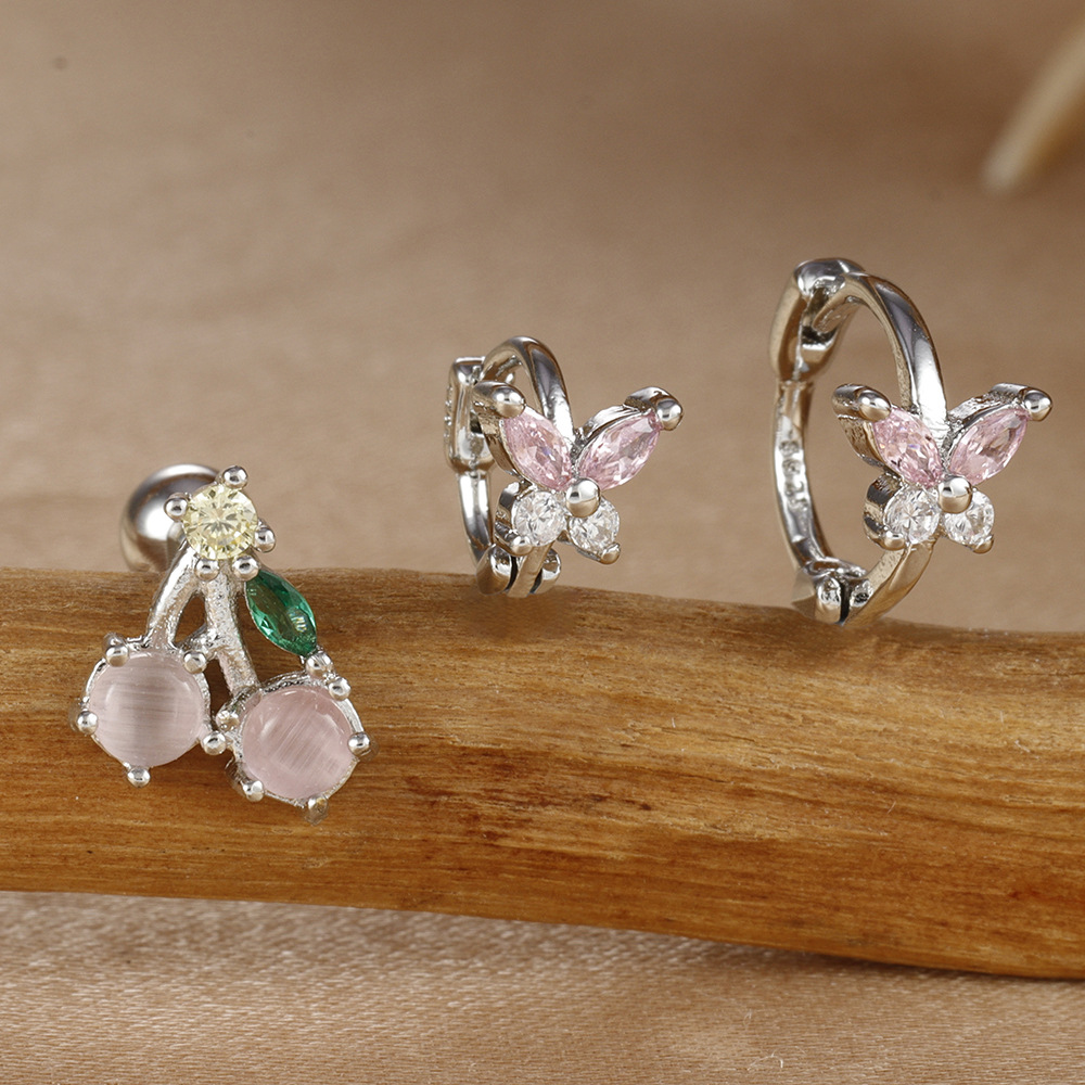 8g Weight Copper Ear Needle Material Zircon Inlay Material Small Stud Earrings, Earrings Classification 1 Set Quantity Daily Occasion Copper Material Butterfly Pattern All Seasons Season Women's Gender Plating Design Simple Style, Classic Style Style 1 Set Simple Style Classic Style Butterfly Plating Copper Zircon Small Stud Earrings Earrings 11