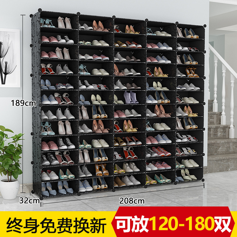 Estante de zapatos multicapa de gran capacidad gabinete de zapatos ensamblado en el hogar almacena estante a prueba de polvo en la puerta del dormitorio grande puede almacenar nórdico