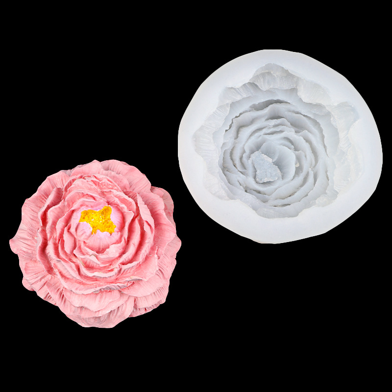 Flor peonía grande molde de silicona vela molde de yeso diy jabón de flores hecho a mano herramienta de decoración de velas aromáticas