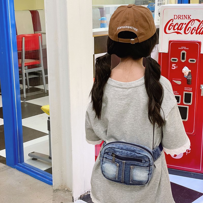 Bolsas de pecho coreanas jeans extranjeros para niños y niñas, bolsas de hombro casuales para padres e hijos 2025, bolsas de cambio para niños.