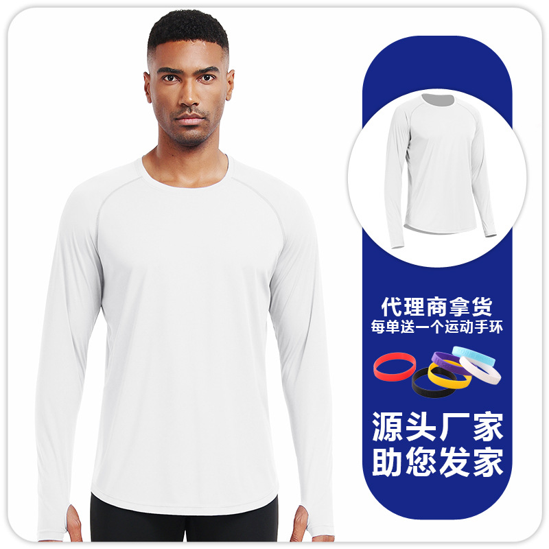 B5017 hombre de mangas largas correr yoga ropa de fitness transpirable sudor de pesca chaqueta de protección solar al aire libre