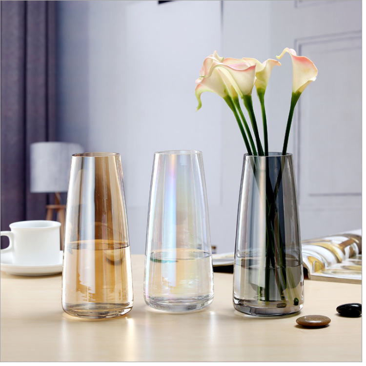 Nordic ins Aurora Symphony Glass Vase Transparent Flower Arrangement Water Cultivation Simple Desktop Small Fresh Glass Bottle Wholesale