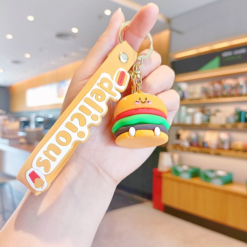 国境を越えたハンバーガーフライドポテトのキーホルダークリエイティブな個性的な人形カップルのかばんストラップのキーホルダープレゼント|undefined