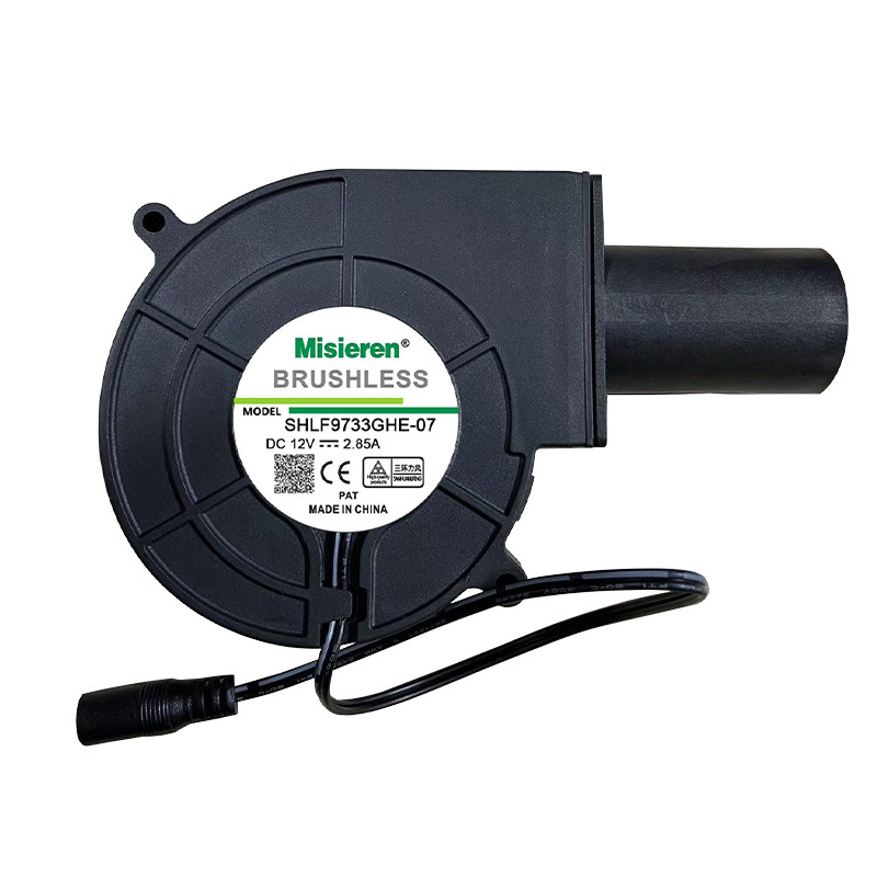 Fábrica al por mayor 9733 soplador 12V 2.85A barbacoa estufa de leña especial gran volumen de aire ventilador de la turbina