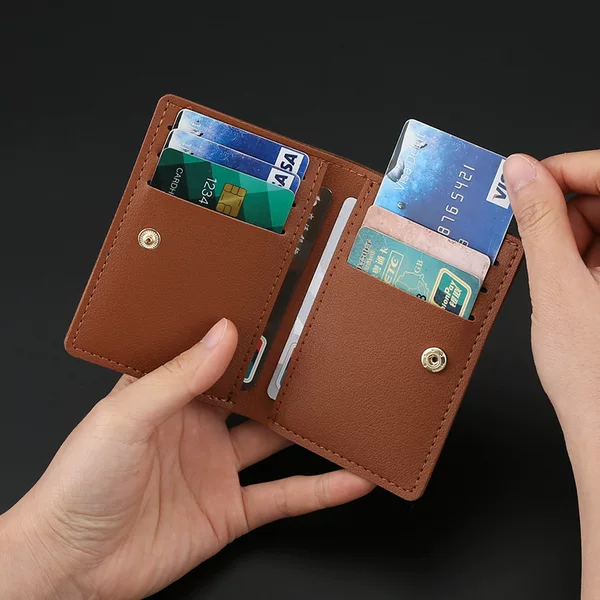 Factory direct selling simple short men's mini wallet small wallet card bag thin folding wallet driving ID set