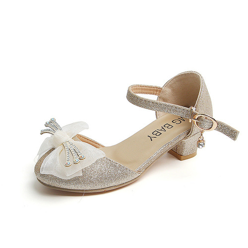 Korean style fashionable sweet flower children's high heels thick heels  summer new girls sandals children's shoes wholesale