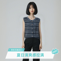 2025 新しい夏の韓国スタイルのファッショナブルで多用途なラウンドネックニットカーディガンベスト女性の痩身と年齢軽減のためのクロスボーダー