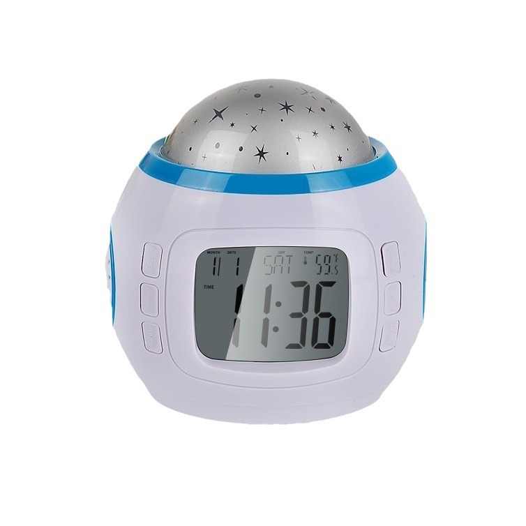 創意ロマンチック星空投影鐘自然音音楽アラーム学生児童静音睡眠電子目覚まし時計