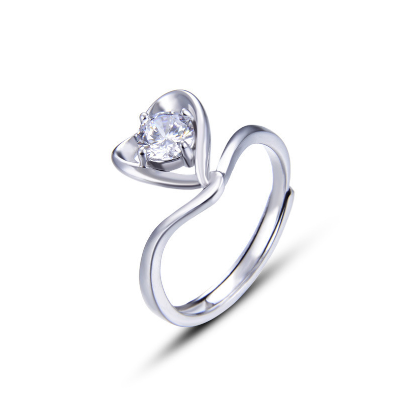 Transfronterizo nuevo anillo de diamante de plata esterlina 925 amor zircon abierto ajustable anillo de estilo de mujer joyería de moda