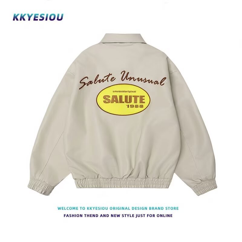 Chaqueta de cuero American Maillard para hombres y mujeres Chaqueta de piloto de primavera y otoño Uniforme de béisbol suelto retro de estilo neutro