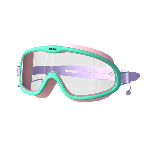 Jiehu children's swimming goggles for boys and girls, high-definition waterproof and anti-fog large-frame swimming goggles, professional swimming goggles, swimming caps, swimming sets and equipment