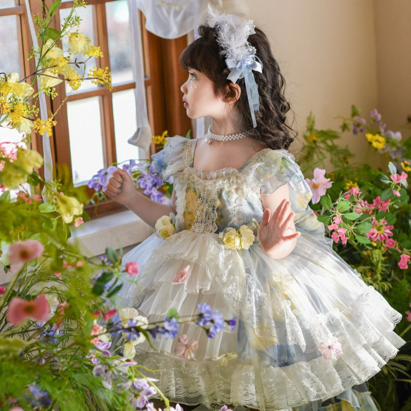 Girls' Summer Lolita Princess 2025 Baby Dress Western Style New Arrival Tutu Dress Children's dress Flower Fairy
