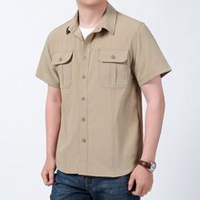 TEMU亚马逊爆款夏季短袖衬衫男士夏天短袖衬衣柔软舒适透气短袖