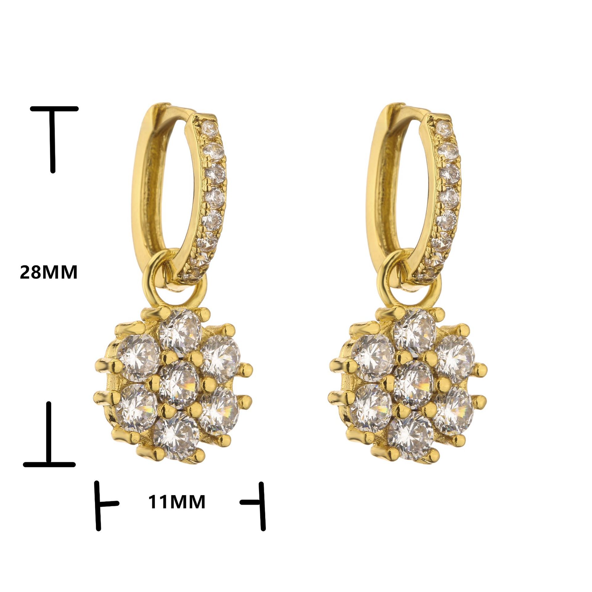 new style copper 18K Gold Plated Micro Inlaid Zircon Colorful Flower Crystal earrings