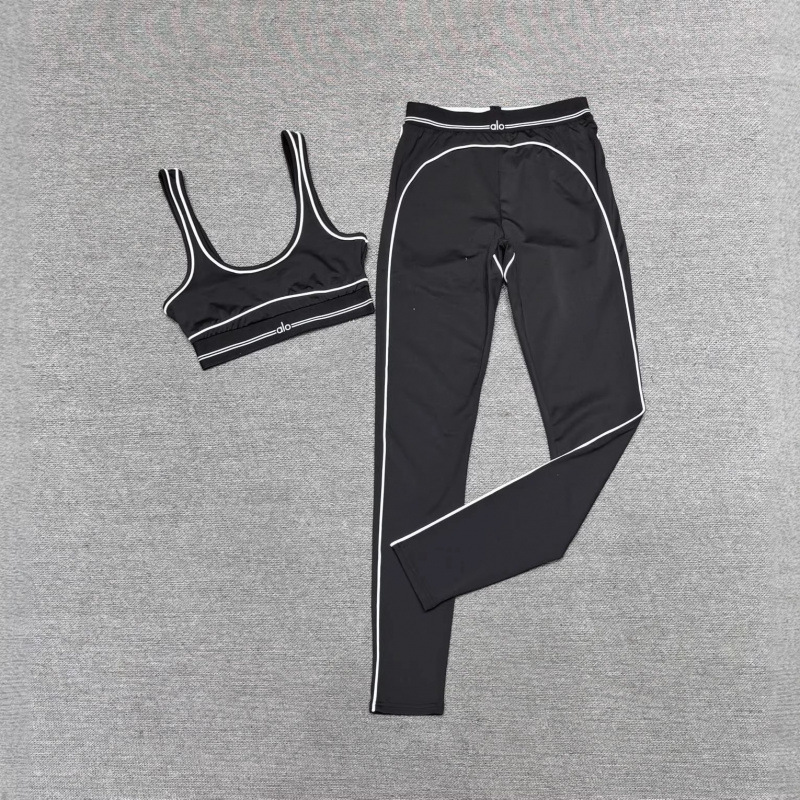 26 Early Spring Alo European and American Kendall Jenner Style Sports Set Yoga Fitness Pilates Bra Tight Tank Top Long Pants