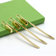 加工定制金属书签镀金色激光雕刻液压工艺弯钩书夹拆信刀书签定做