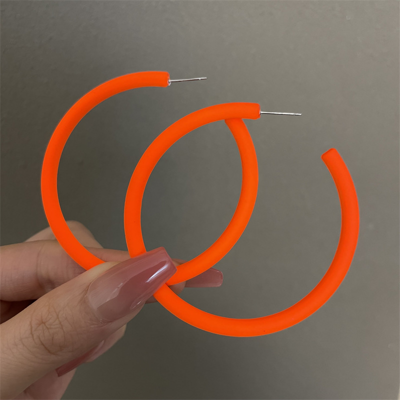 0602 형광 오렌지 특대 C링 925 실버바늘
