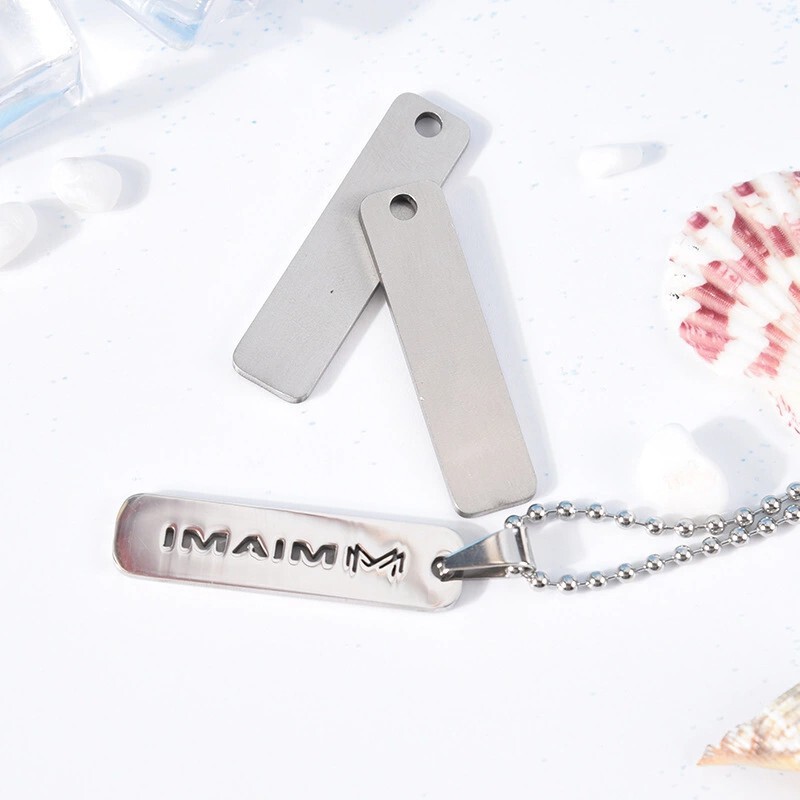 Handmade pure copper anti-loss card laser lettering tag strip stainless steel telephone number card key chain pendant dog tag