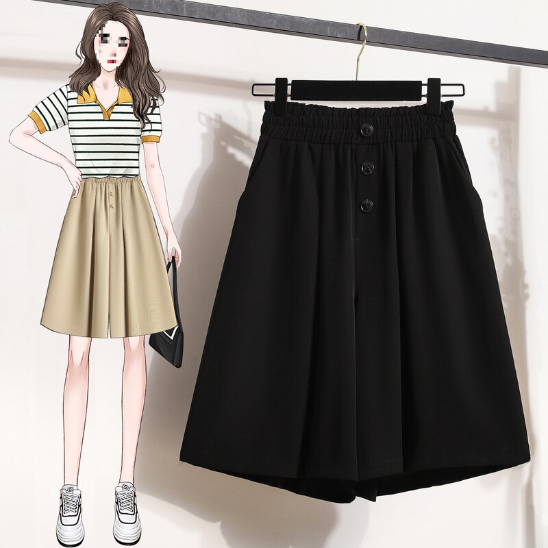Plus-Size Women's Summer Fashion New Style for Slightly Chubby Women, Stylish and Slimming High-Waisted Wide-Leg Loose-Fitting Outerwear Suit Shorts Plus-Size Women's Summer Fashion New Style for Slightly Chubby Women, Stylish and Slimming High-Waisted Wide-Leg Loose-Fitting Outerwear Suit Shorts