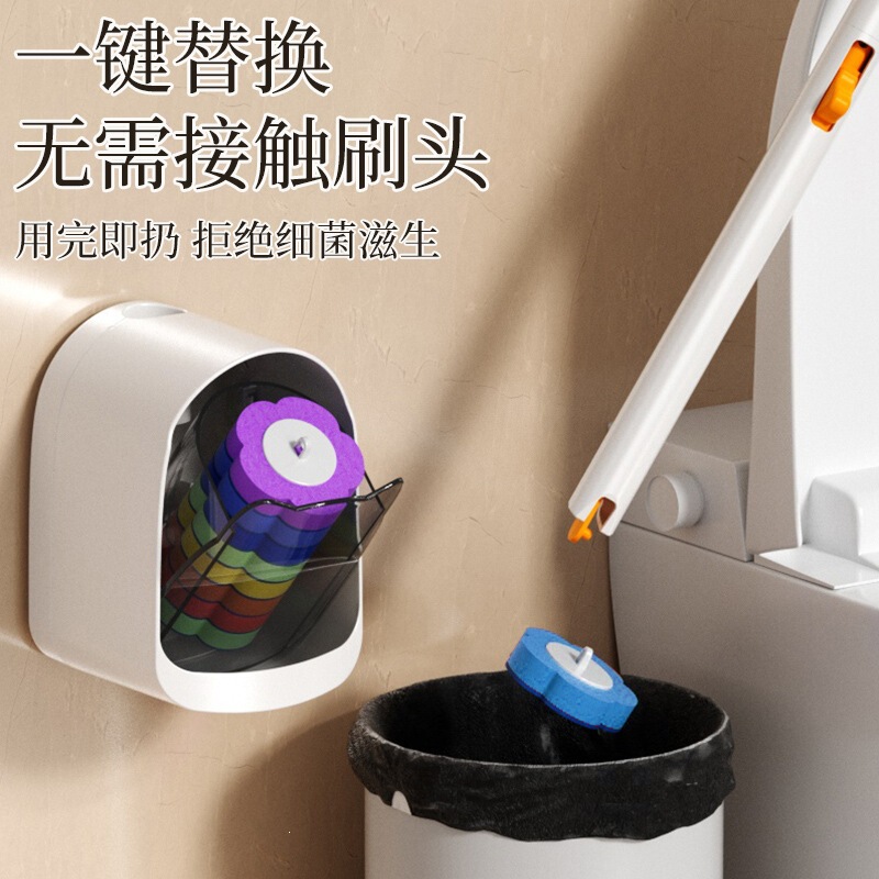 Disposable Toilet Brush Set, Household No-Dead-Spot Dissolvable Cleaning Brush, Bathroom Toilet Replacement Brush Head