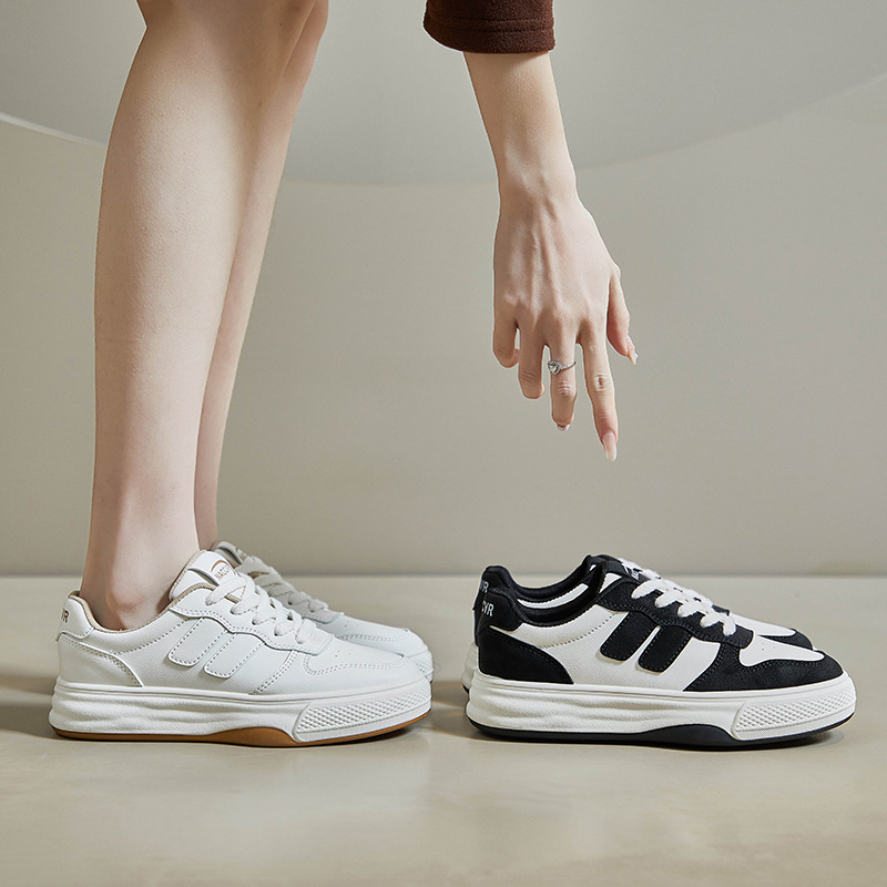 Women's Casual Shoes White Versatile Flat Thick Sole Trainers_voghion.com
