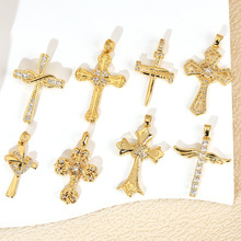 克罗伈金色十字架吊坠项链男女情侣款嘻哈百搭个性单坠子配件饰品