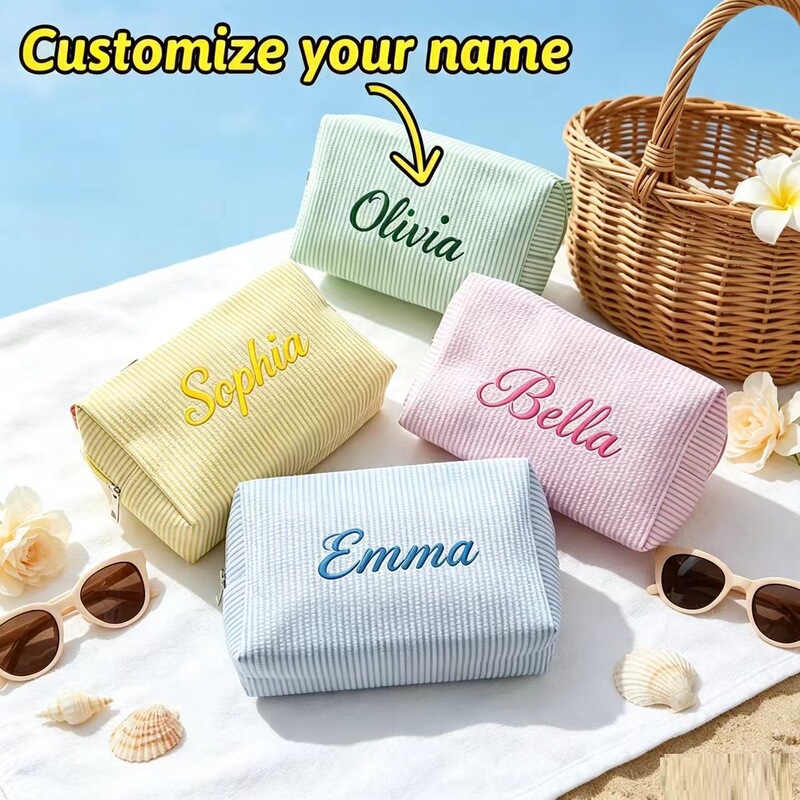 Etsy Personalized Custom Embroidered Toiletry Bag, Seersucker Striped Cosmetic Bag, Travel Toiletry Storage Bag Etsy Personalized Custom Embroidered Toiletry Bag, Seersucker Striped Cosmetic Bag, Travel Toiletry Storage Bag