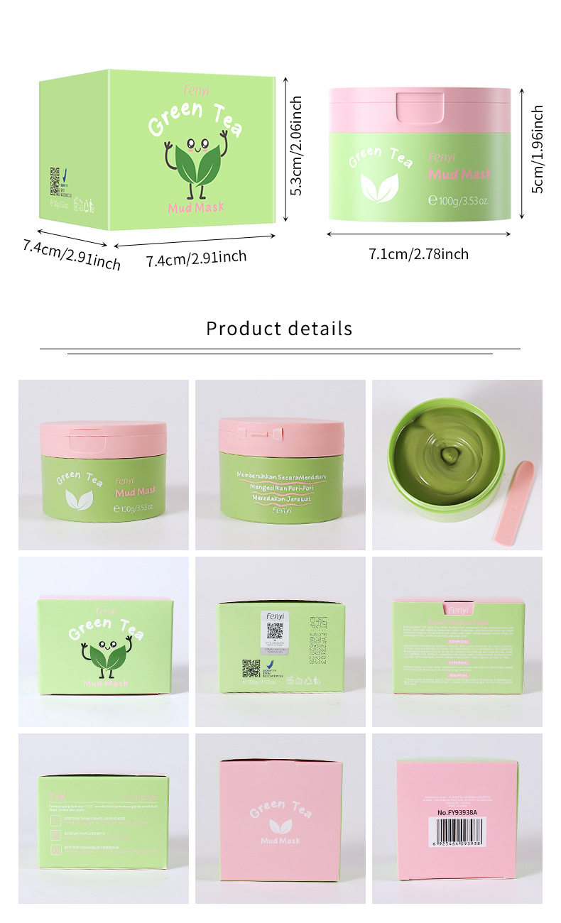 Cross-border fenyi Green Tea Mud Mask 100g(Indonesian Version) Cleansing, Hydrating and Moisturizing Skin Care Product Manufacturer in stock undefined