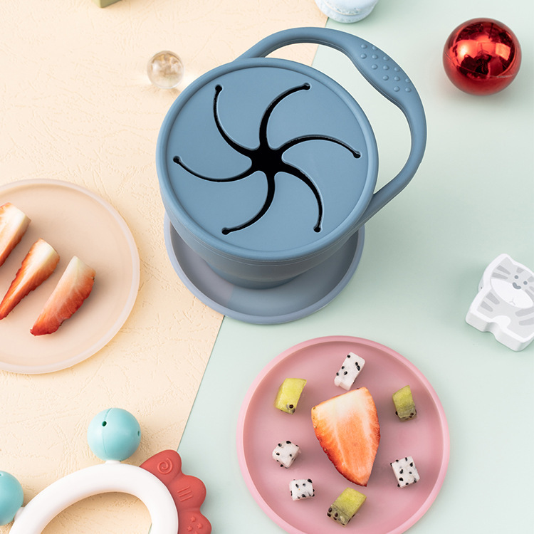 Nuevos productos bebés tazas de bocadillos de silicona, tazas de bocadillos de bebés portátiles con mango a prueba de caídas, tazas de entrenamiento de agua para niños