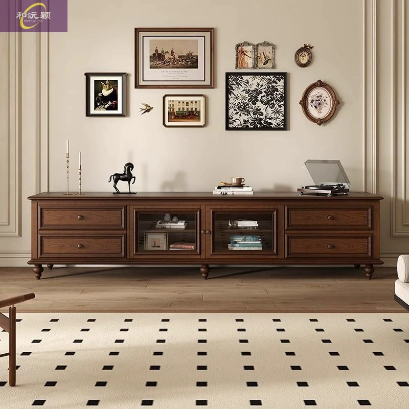 Легкий роскошный напольный шкаф для телевизора в средневековом стиле, простой американский шкаф для телевизора из цельного дерева, новый высококачественный ретро-телевизор