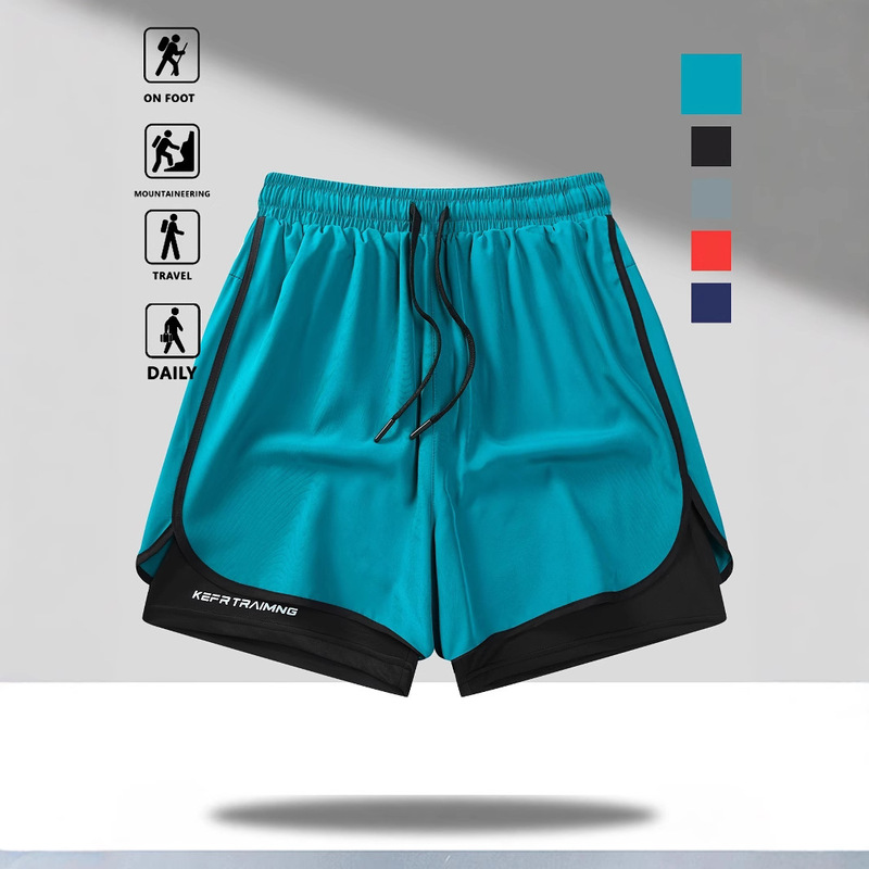 [Cross-border] Men's Quick-drying Breathable Running Shorts with Zipper Pocket New Summer Loose Outer Wear Sports Shorts
